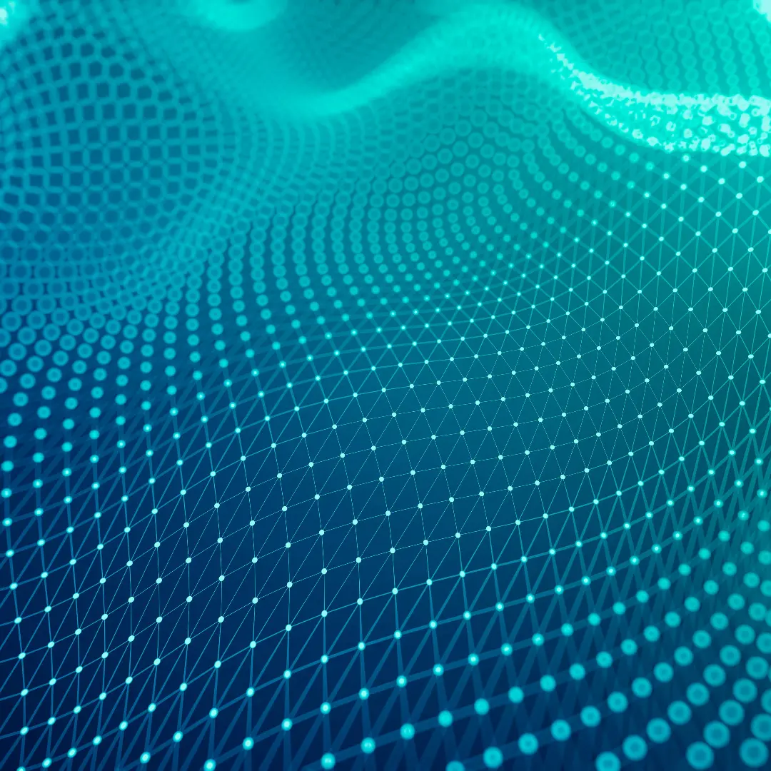 A digital abstract image of a wavy surface formed by a grid of glowing blue lines and dots, creating a futuristic and dynamic pattern reminiscent of data visualization in advanced database systems.