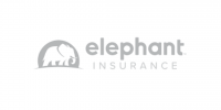 The image shows the Elephant Insurance logo, featuring a stylized elephant graphic to the left of the words elephant INSURANCE in a modern, sans-serif font, highlighting their focus on specialty insurance.