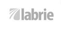 Gray logo featuring a stylized road graphic, reflecting the manufacturing industry, to the left of the lowercase word “labrie” on a white background.