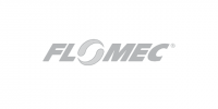 The image shows the FLOMEC logo in gray, featuring a stylized swirl design between the letters FLO and MEC on a plain white background, reflecting its strong presence in distribution and logistics sectors.