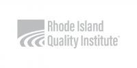 Logo of the Rhode Island Quality Institute featuring a gray square with curved white lines on the left and the organization’s name in gray text on the right.