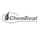 ChemTreat logo in grayscale with a droplet symbol to the left of the word ChemTreat surrounded by a curved line.